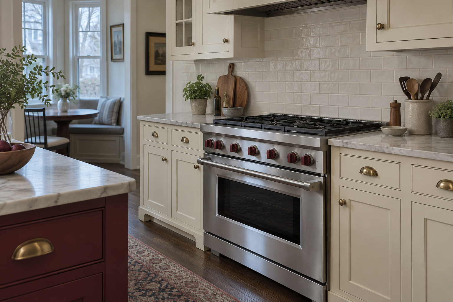 Illustrative Wolf range in a residential kitchen — AI image for Viking Repair Pelham Manor