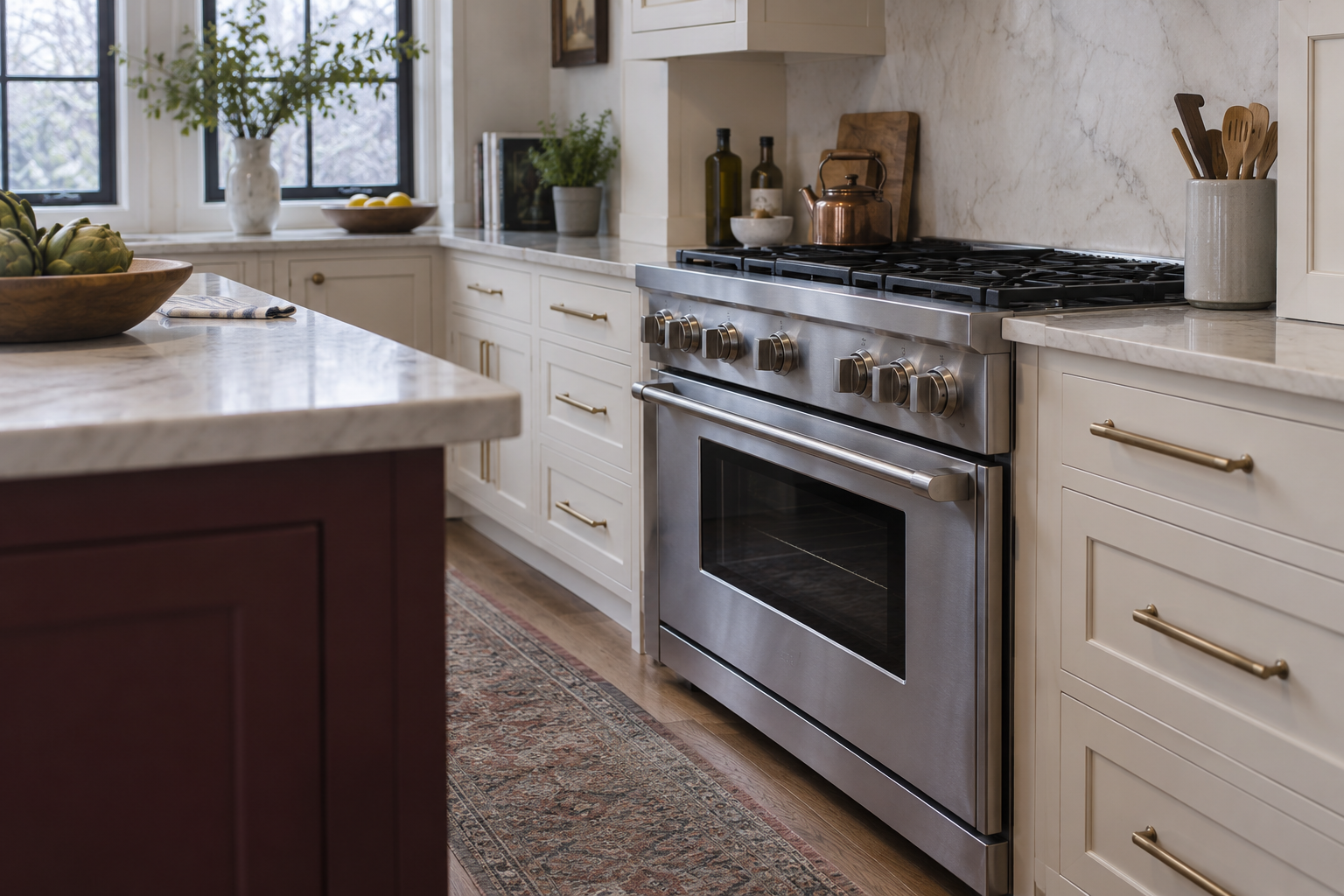 Illustrative Viking range in a residential kitchen — AI image for Viking Repair Pelham Manor