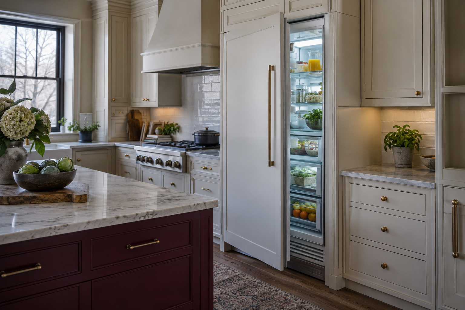 Illustrative Thermador refrigerator in a residential kitchen — AI image for Viking Repair Pelham Manor