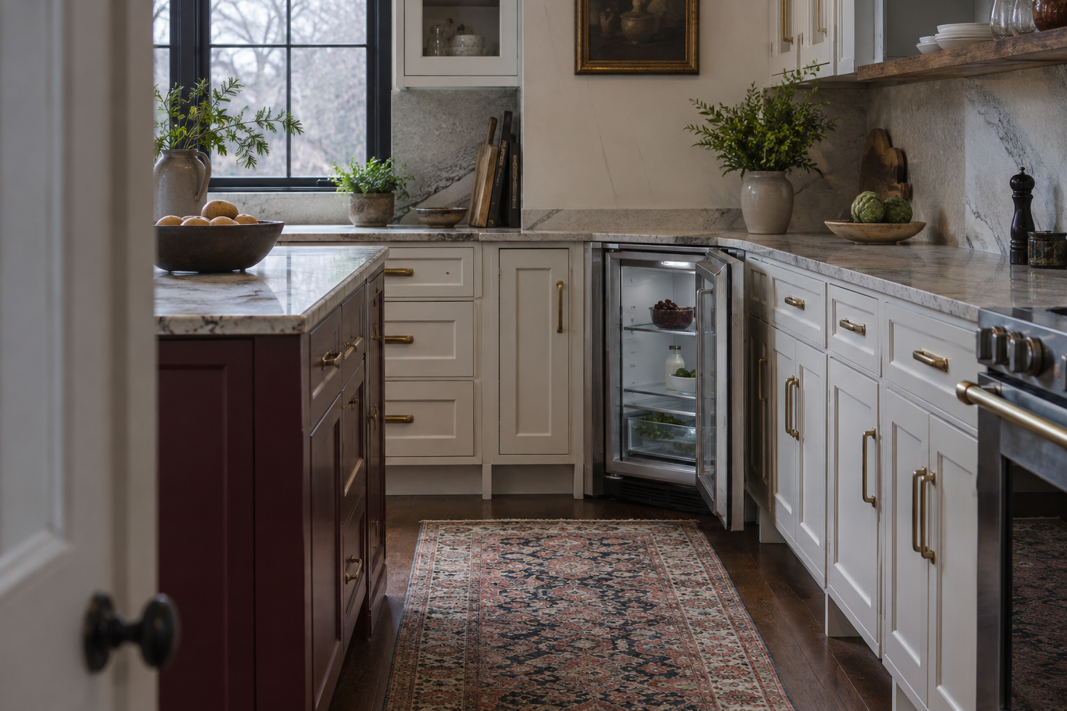 Illustrative Sub-Zero undercounter refrigerator in a residential kitchen — AI image for Viking Repair Pelham Manor