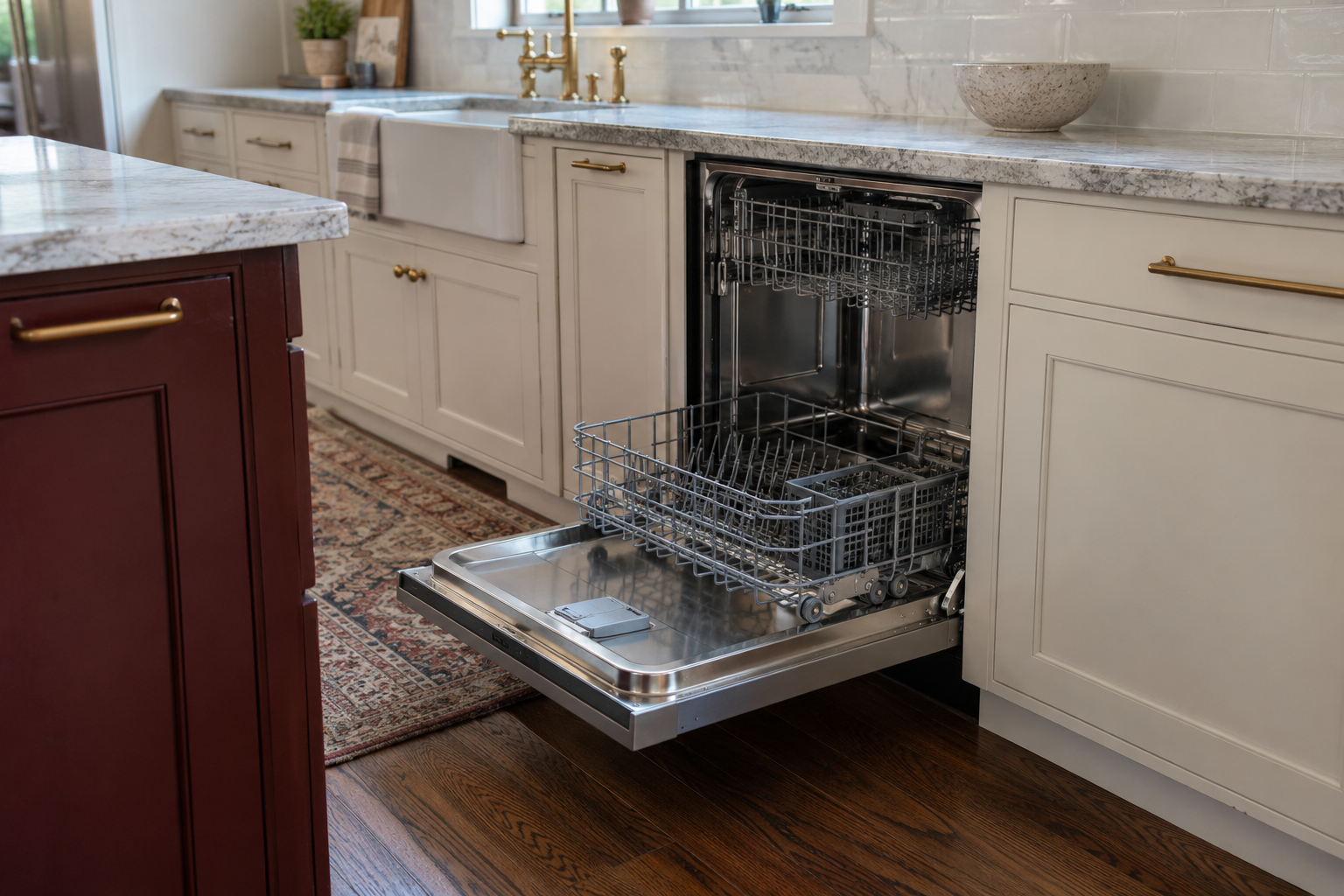 Illustrative Thermador dishwasher in a residential kitchen — AI image for Viking Repair Pelham Manor
