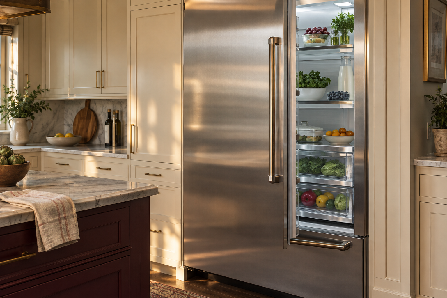 Illustrative Viking refrigerator in a residential kitchen — AI image for Viking Repair Pelham Manor
